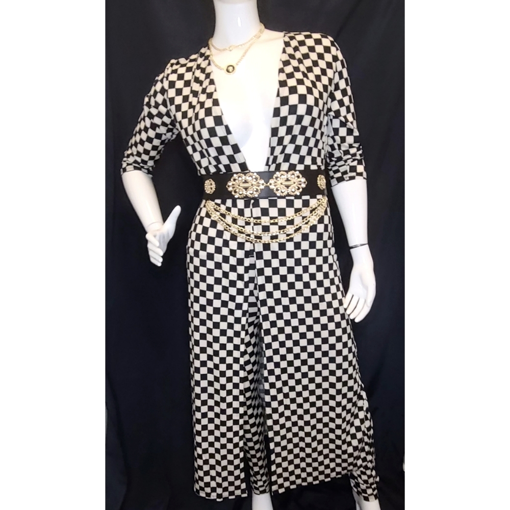 Checkered Two Piece Duster Set